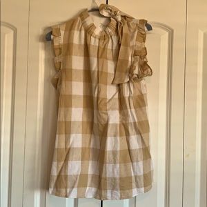 Sleeveless plaid top with bow